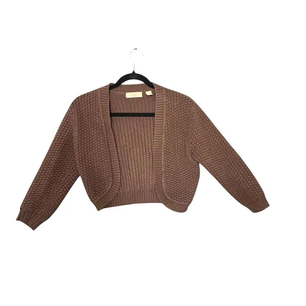 Vtg Y2K Brown Cropped Bolero Shrug Cardigan Sweater S 90s Forest Fairy Grunge
